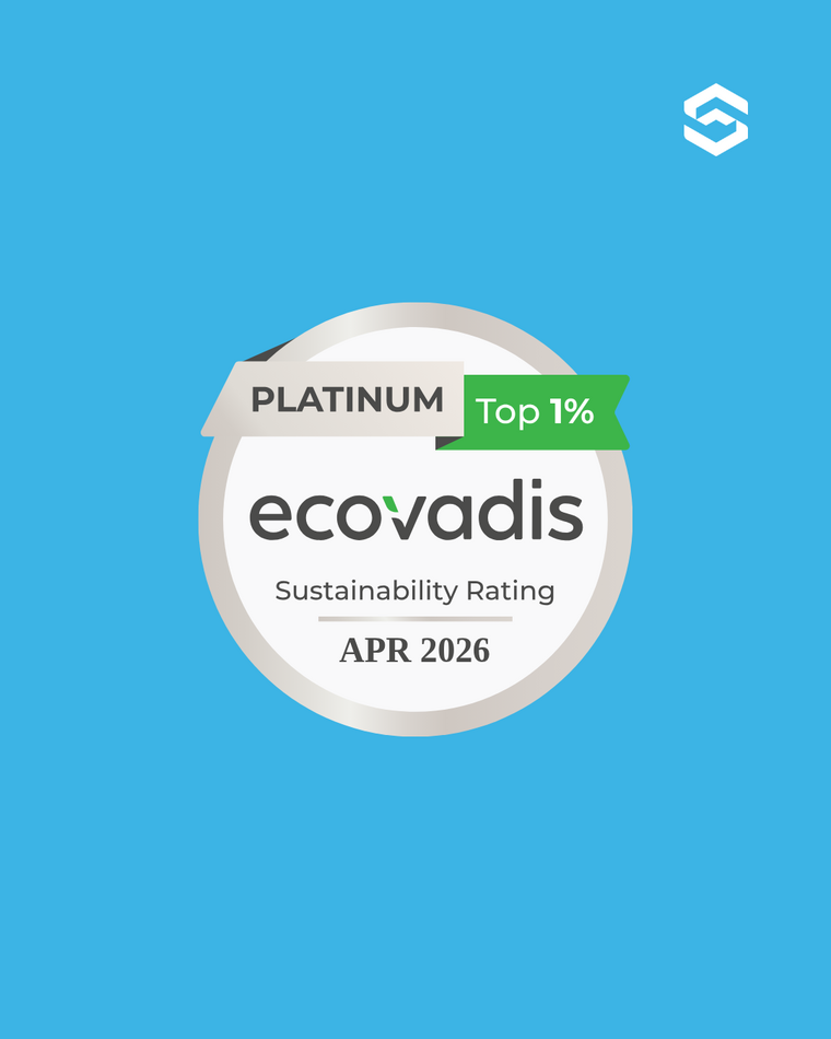 EcoVadis platinum rating with top 1% sustainability score in April 2026.