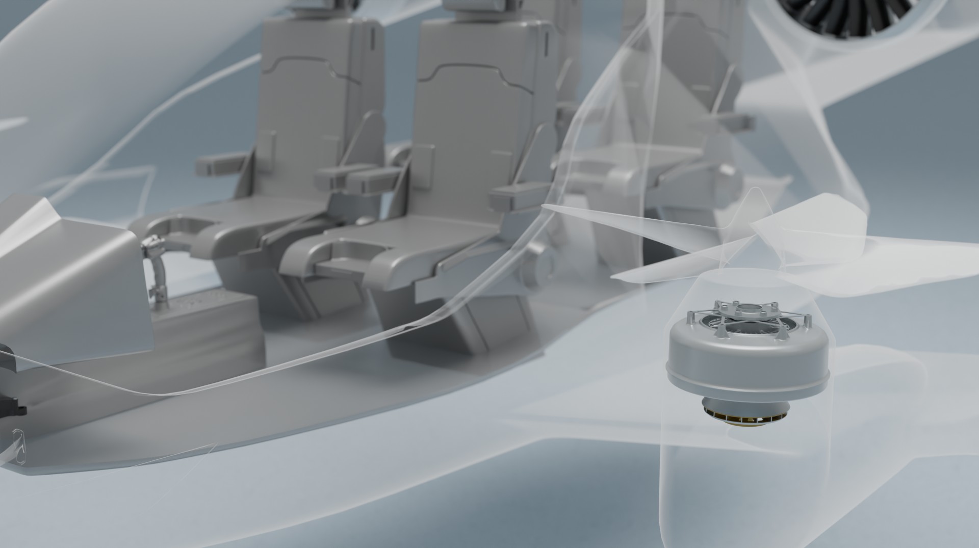 Elektrischer Propellerantrieb im Flugzeug integriert – effizienter Elektroantrieb für moderne Luftfahrt.