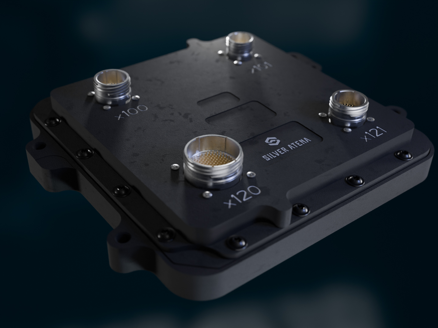 Close-up of the Silver Atena tank data acquisition module for H2 systems in aviation.