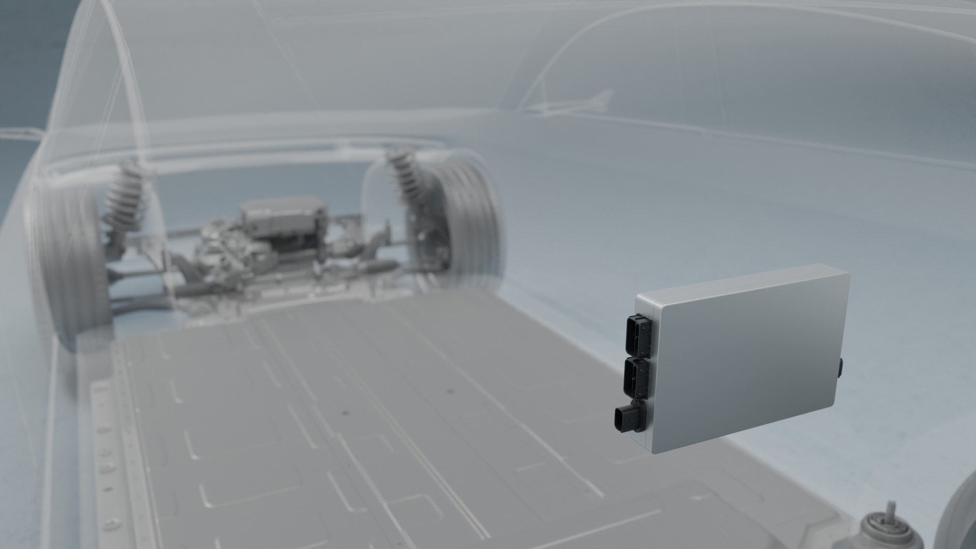 H2-Tanksteuergerät im Fahrzeugchassis zur sicheren Wasserstoffregelung integriert.