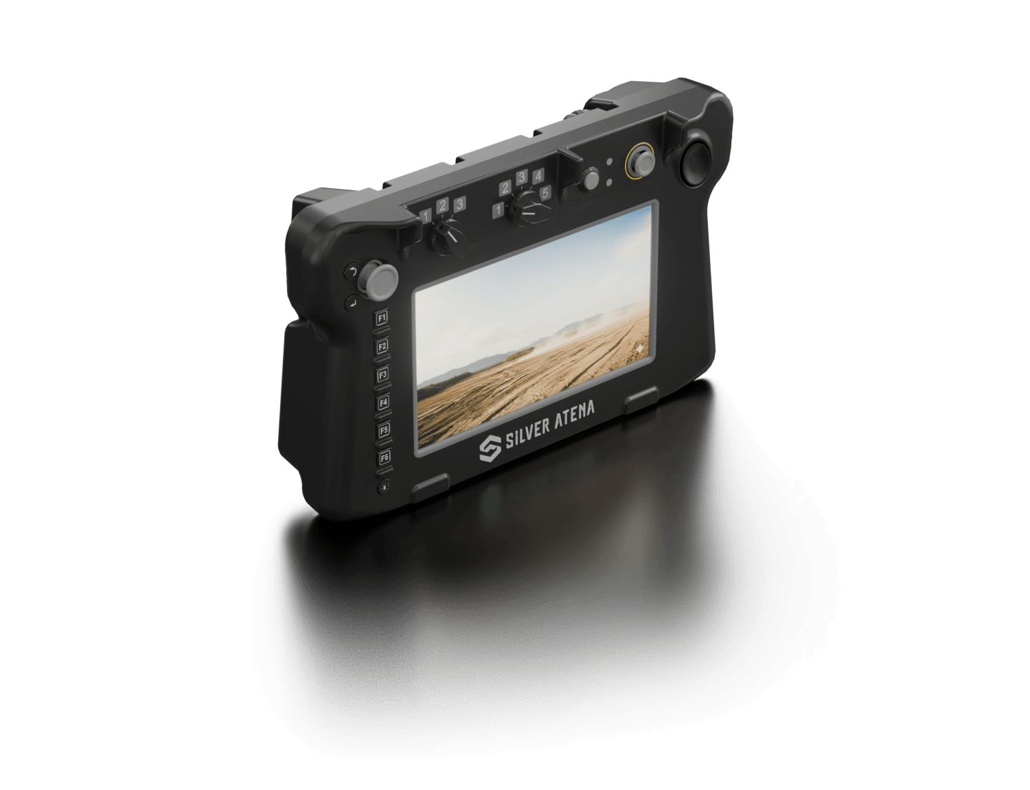 Mobile control unit for defence applications with display and rugged design.